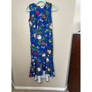 Calvin Klein Womens Blue Dress 4 Sheath floral‎ long polyester sleeveless zipper